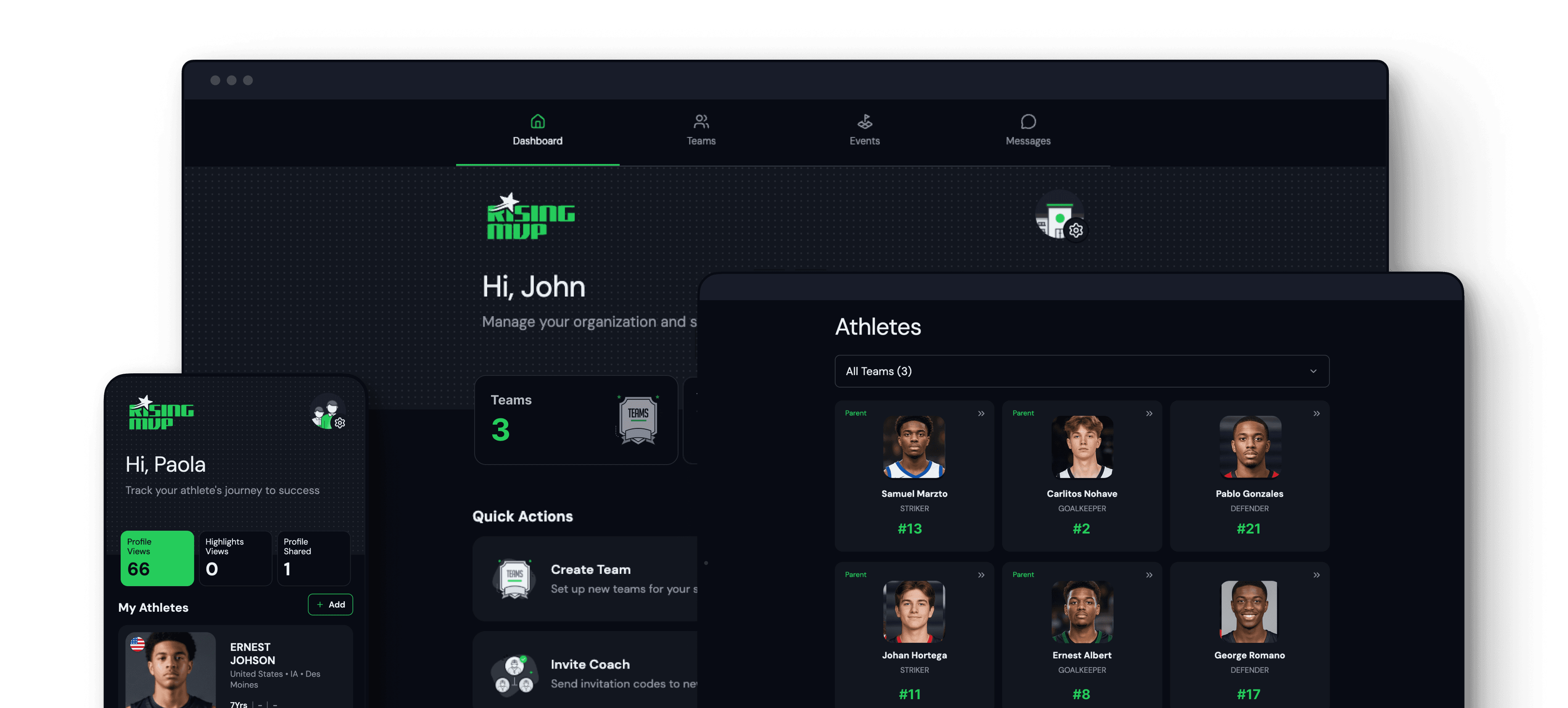 RisingMVP app on multiple devices